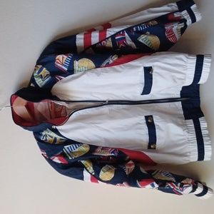 Vintage 90's Nautical Windbreaker Jacket Womens Medium Front Zip